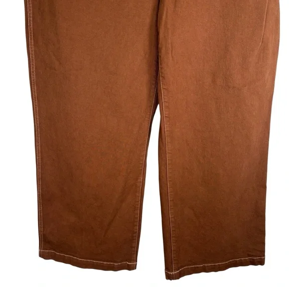 Madewell Emmett Wide Leg Chestnut Brown Trousers Womens P33 Jeans Pants Denim - Picture 4 of 10